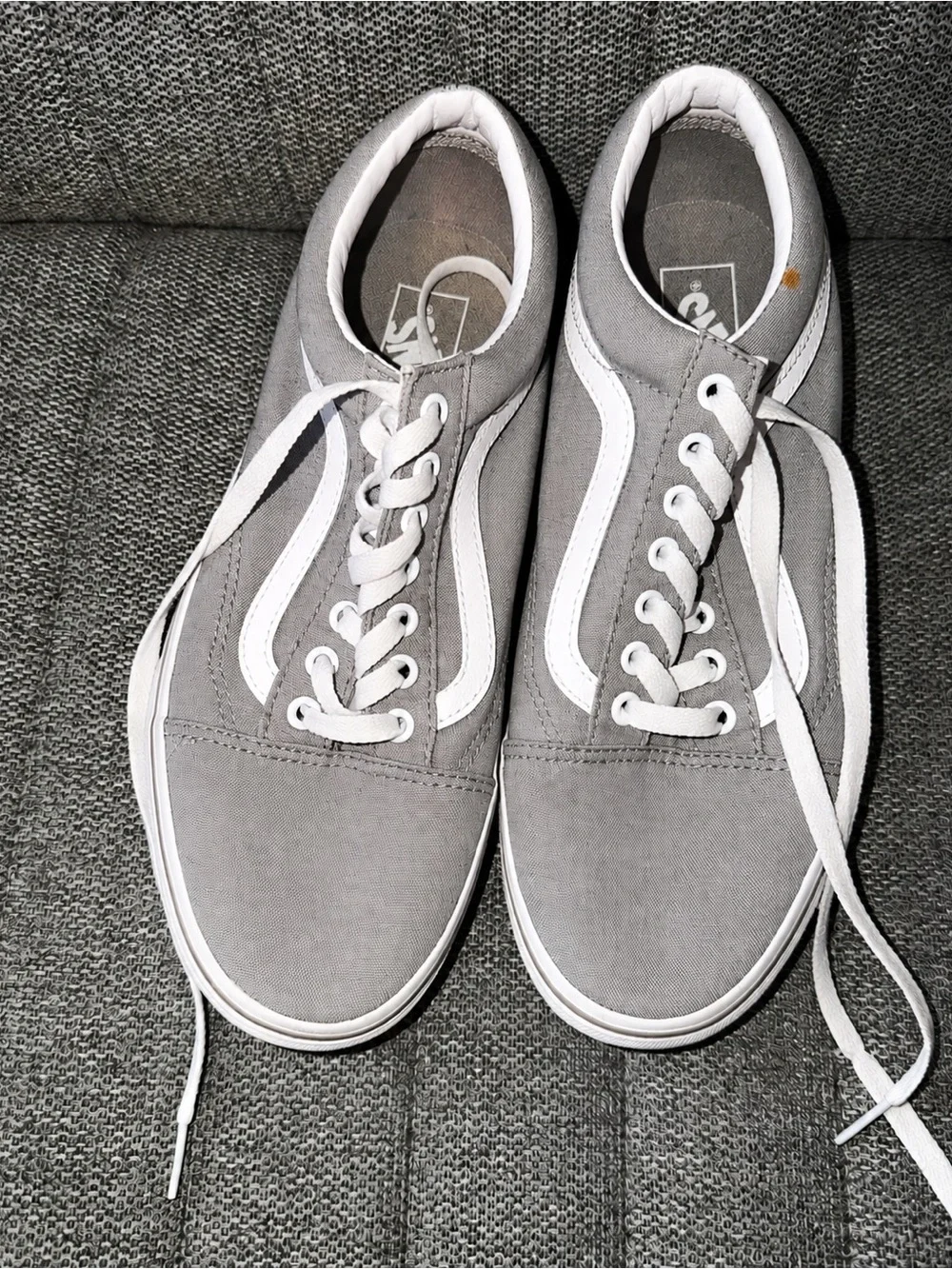 Vans Gray Canvas Low-Top Sneakers with White Side Stripe